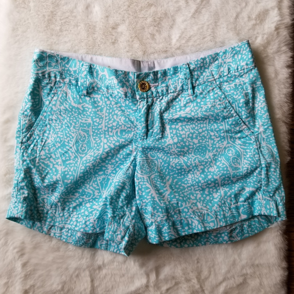 Lilly Pulitzer Callahan 5" Shorts Shorely Blue Ice Cake Sz 0 Preppy